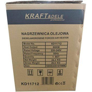 Обогреватель на дизельном топливе 60 кВт Kraft&Dele KD11712 тепловая пушка профессиональная KD-KD11712 фото
