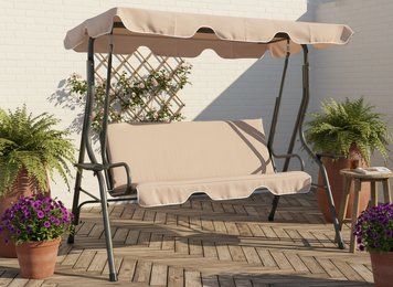 Садова гойдалка 170x110x153 см Garden Line KRE0735 гойдалка для тераси лавка-гойдалка з підсклянником гойдалка для дачі з навісом CH-KRE0735 фото